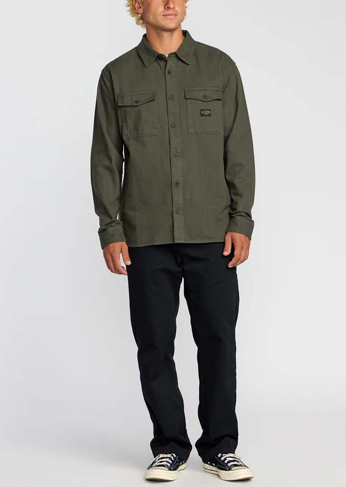 Billabong Men's Bong Days Button Up Shirt Dark Military