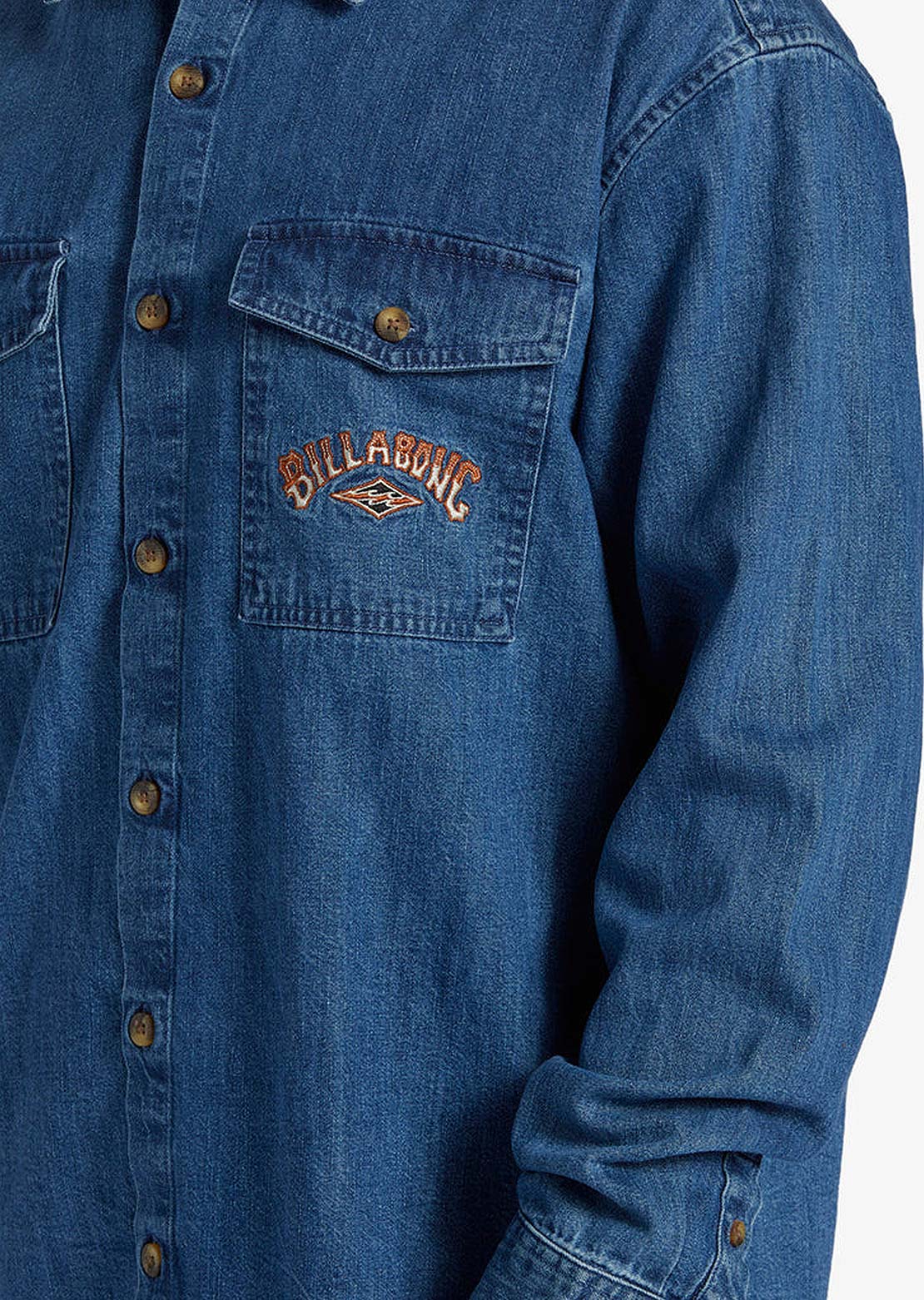 Billabong Men's Bong Days Button Up Shirts Denim Blue