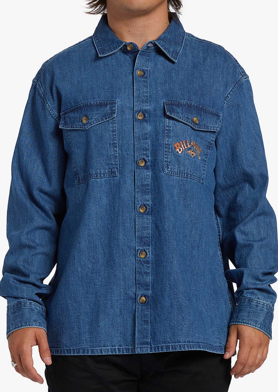 Billabong Men's Bong Days Button Up Shirts Denim Blue