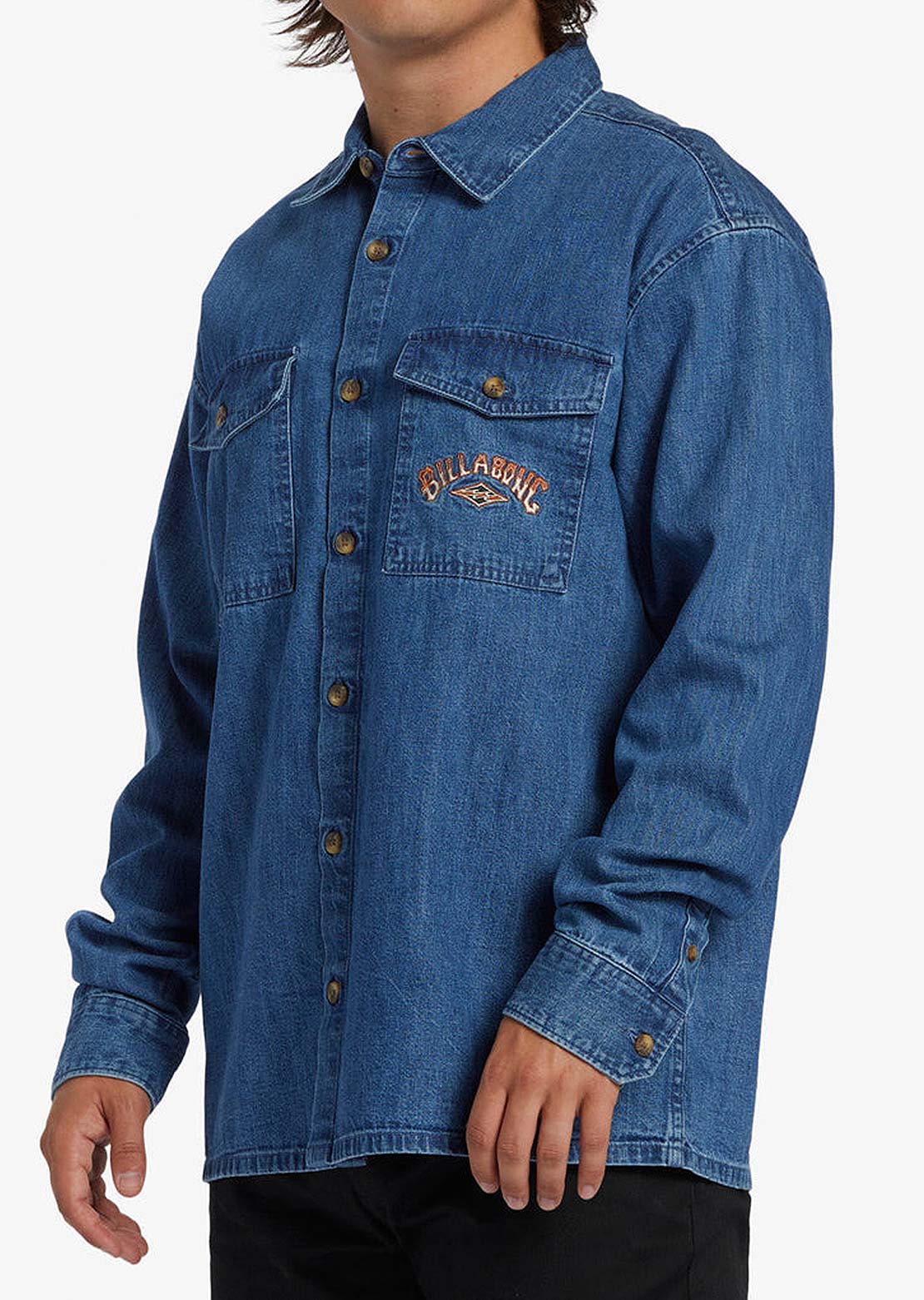 Billabong Men's Bong Days Button Up Shirts Denim Blue