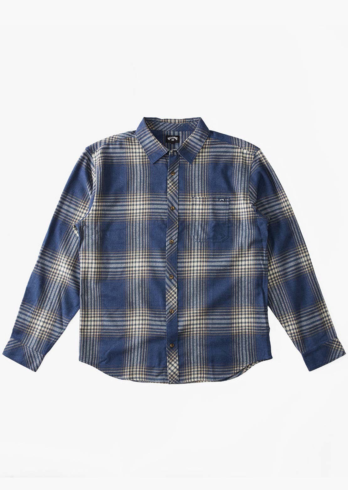 Billabong Men's Coastline Flannel Button Up Shirt Dark Navy