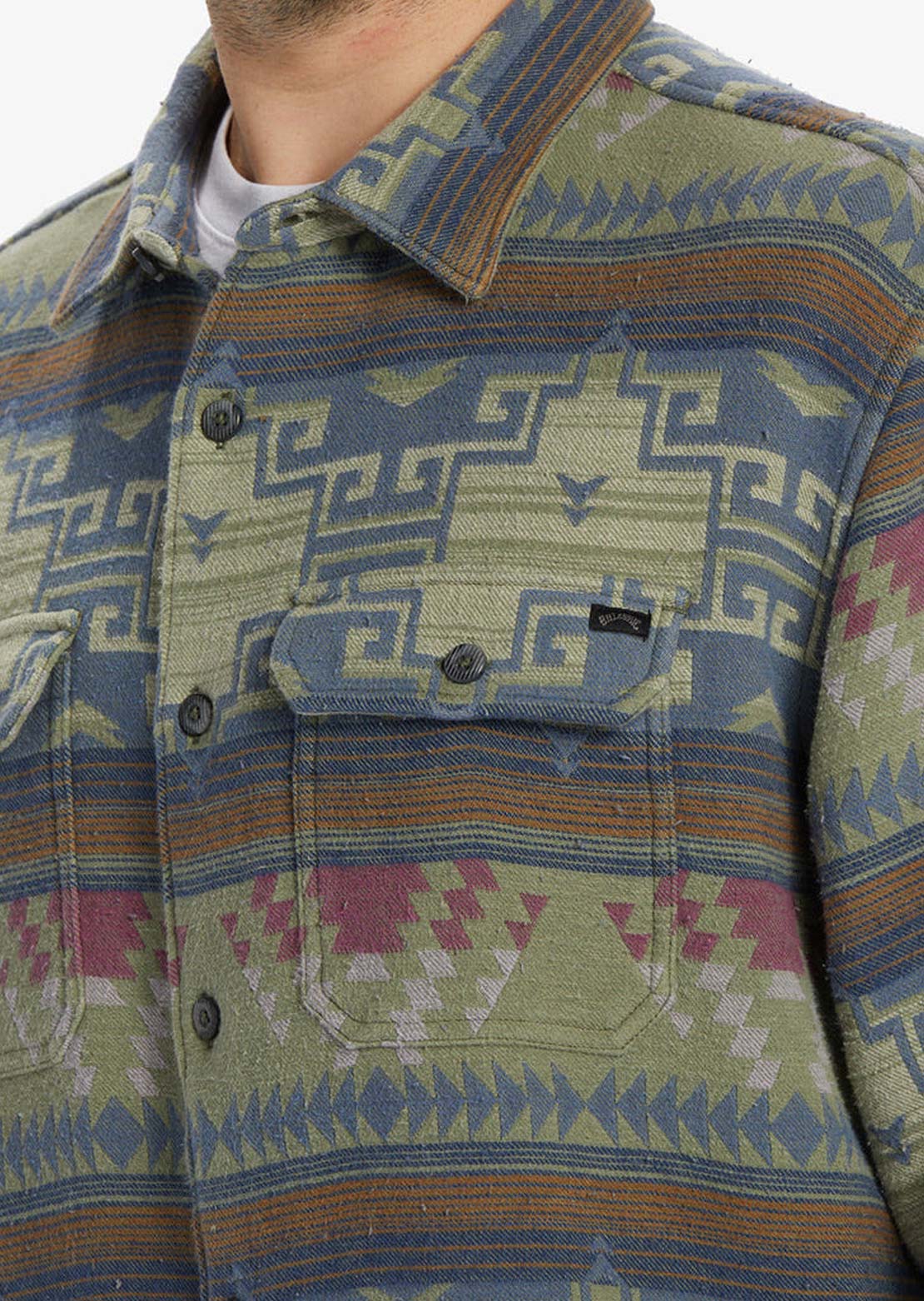 Billabong Men's Coastline Flannel Button Up Shirt Sage