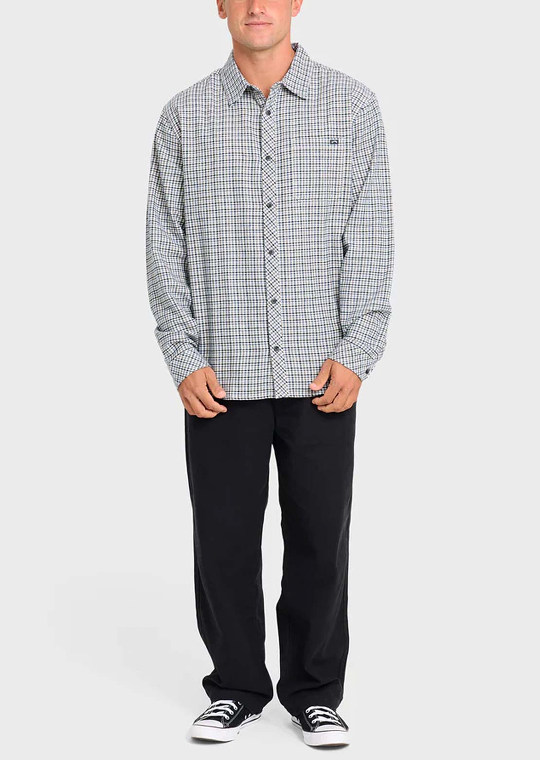 Billabong Men's Coastline Flannel Button Up Shirt Off White
