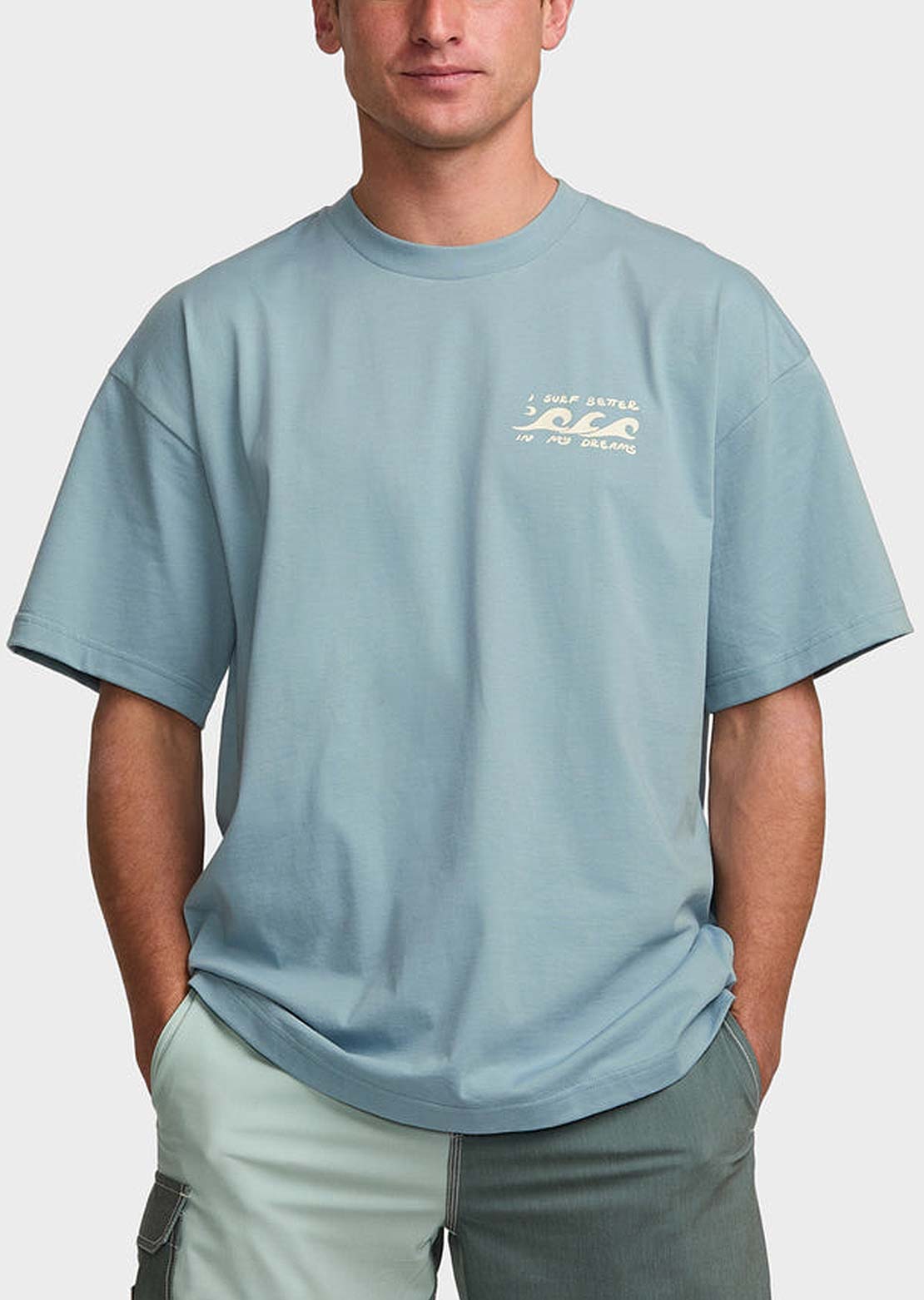 Billabong Men's I Surf Better In My Dreams T-Shirt Washed Blue