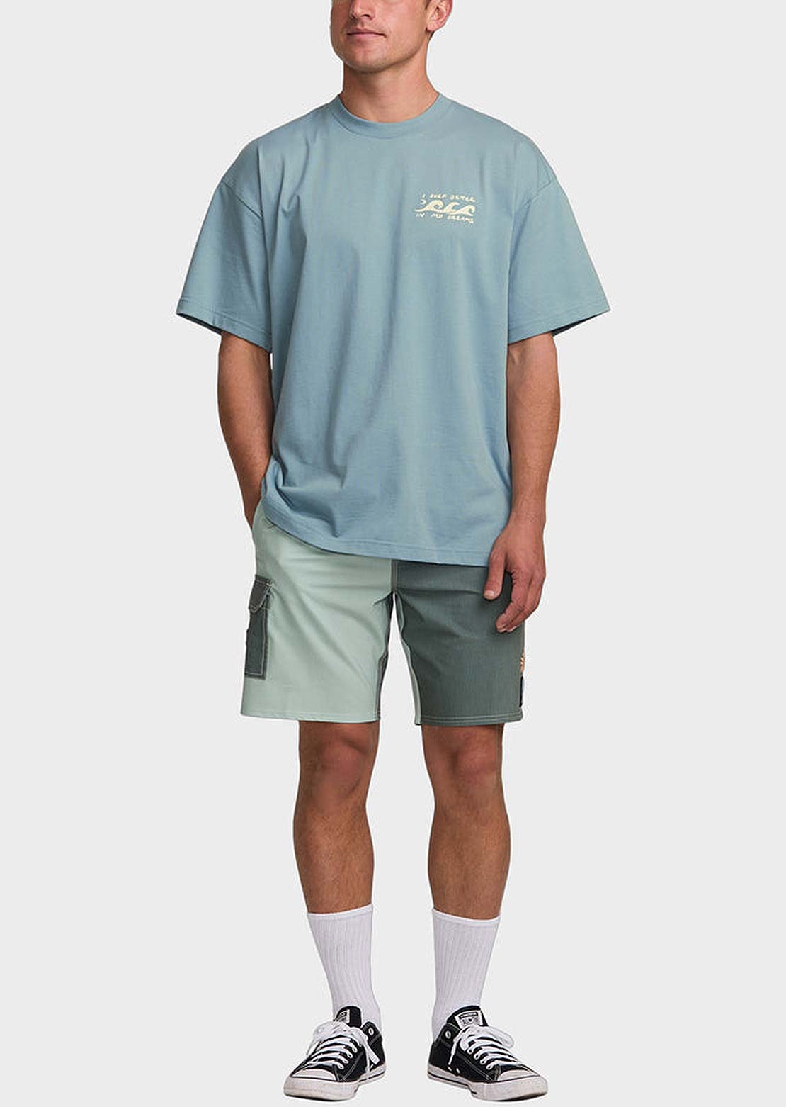 Billabong Men's I Surf Better In My Dreams T-Shirt Washed Blue