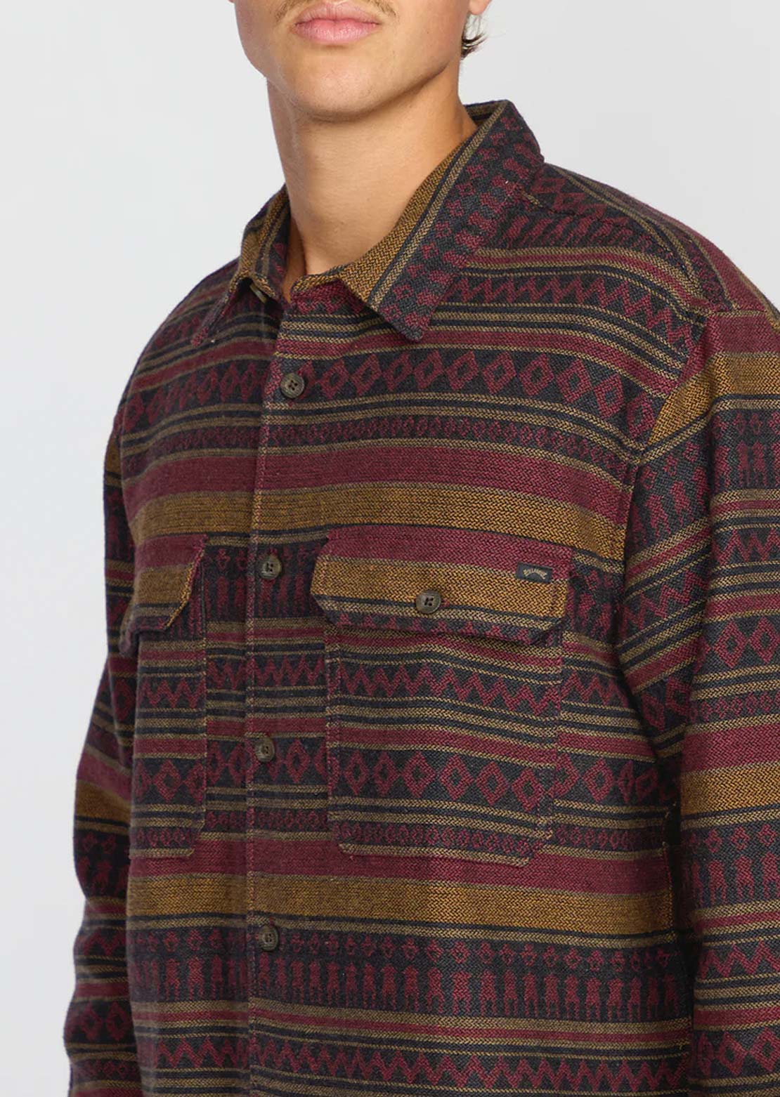 Billabong Men's Offshore Jacquard Flannel Button Up Shirt Brick