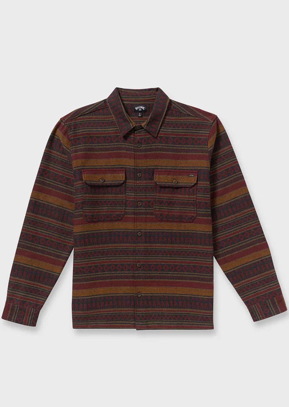 Billabong Men's Offshore Jacquard Flannel Button Up Shirt Brick