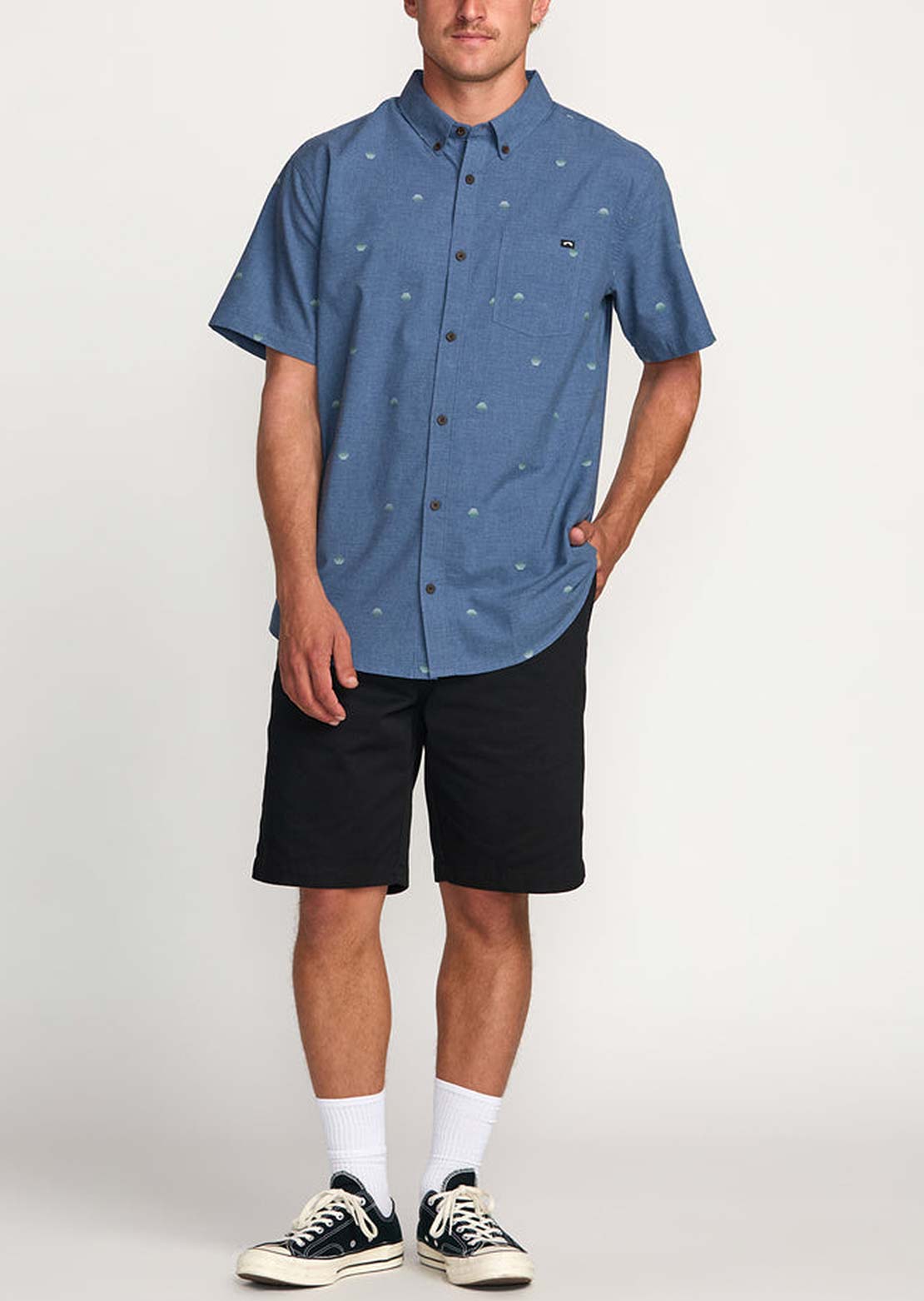 Billabong Men's Split Pill OG Button Up Shirt Deep Blue