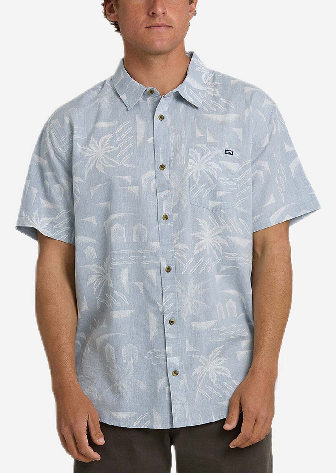 Billabong Men's Sundays Button Up Shirt Mid Blue