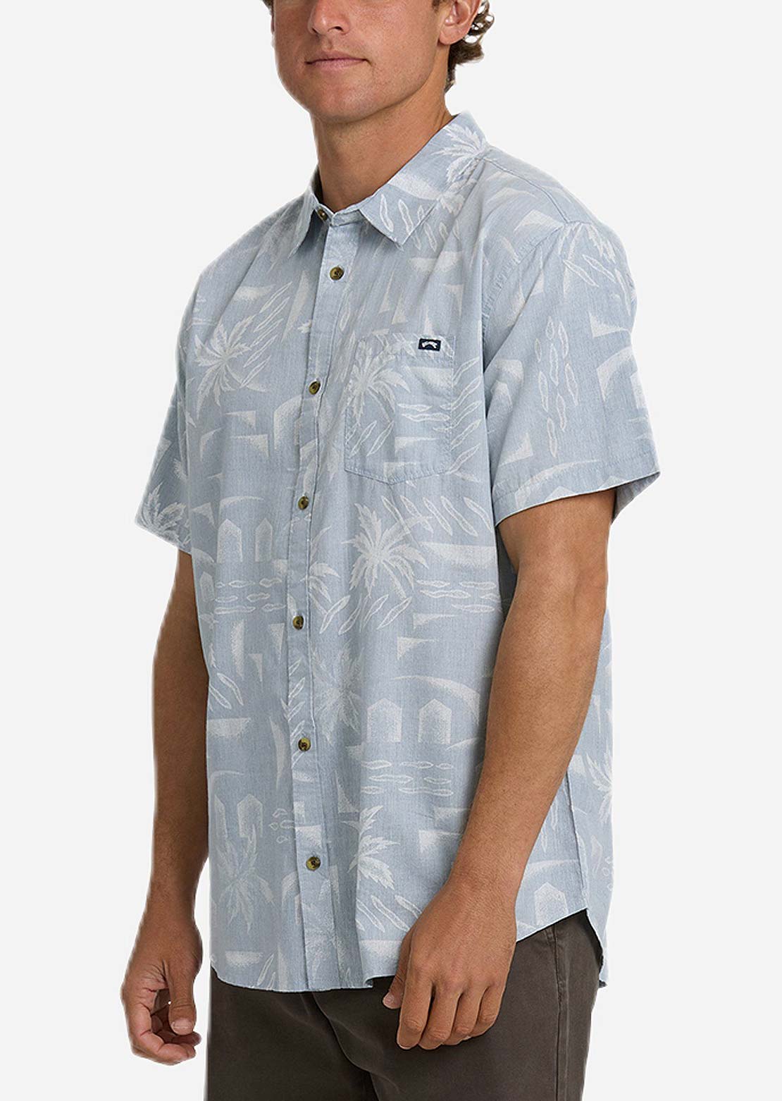 Billabong Men's Sundays Button Up Shirt Mid Blue