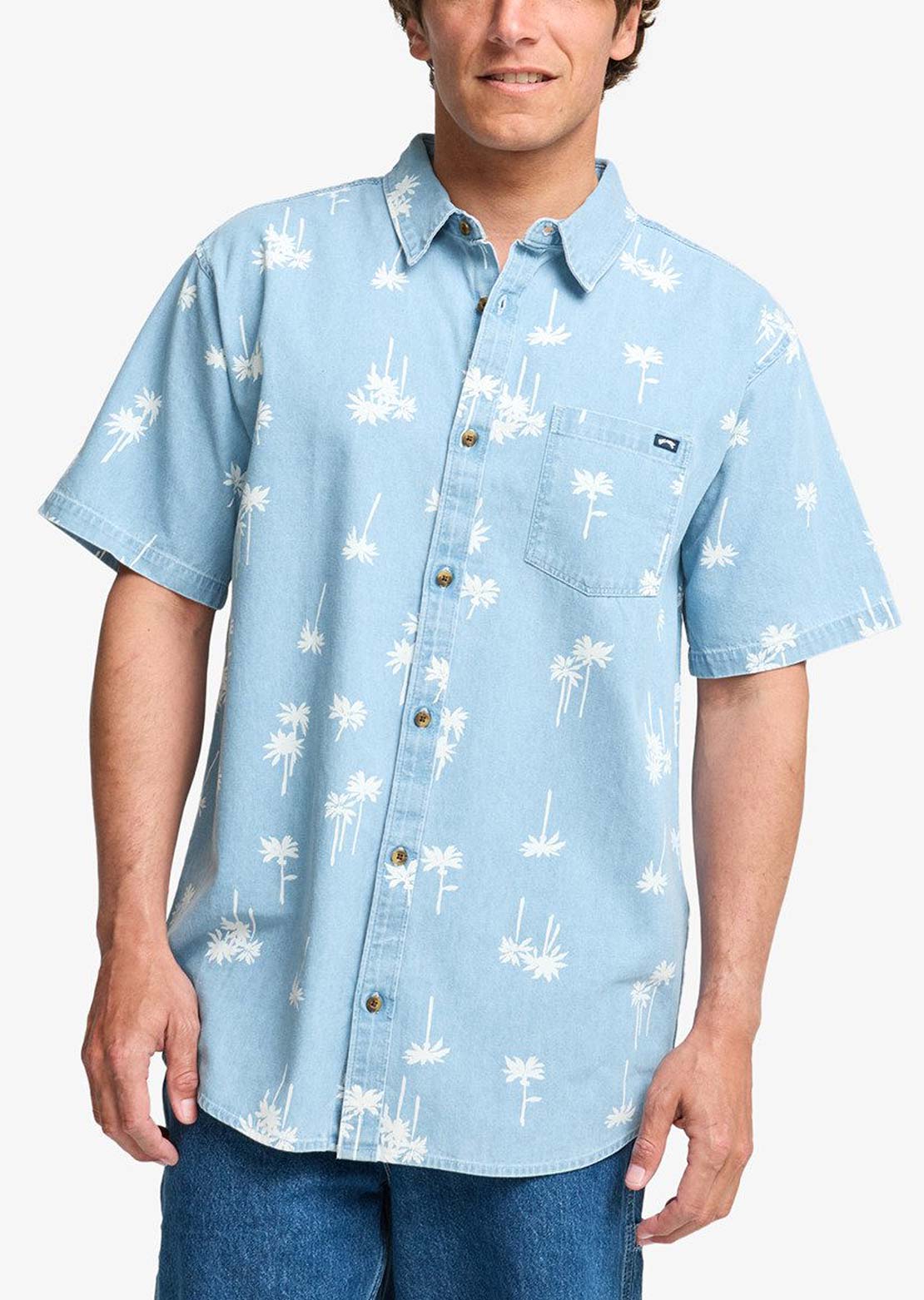 Billabong Men's Sundays Mini Button Up Shirt Corydalis Blue
