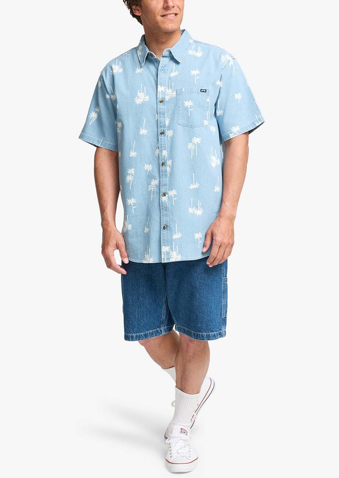 Billabong Men's Sundays Mini Button Up Shirt Corydalis Blue