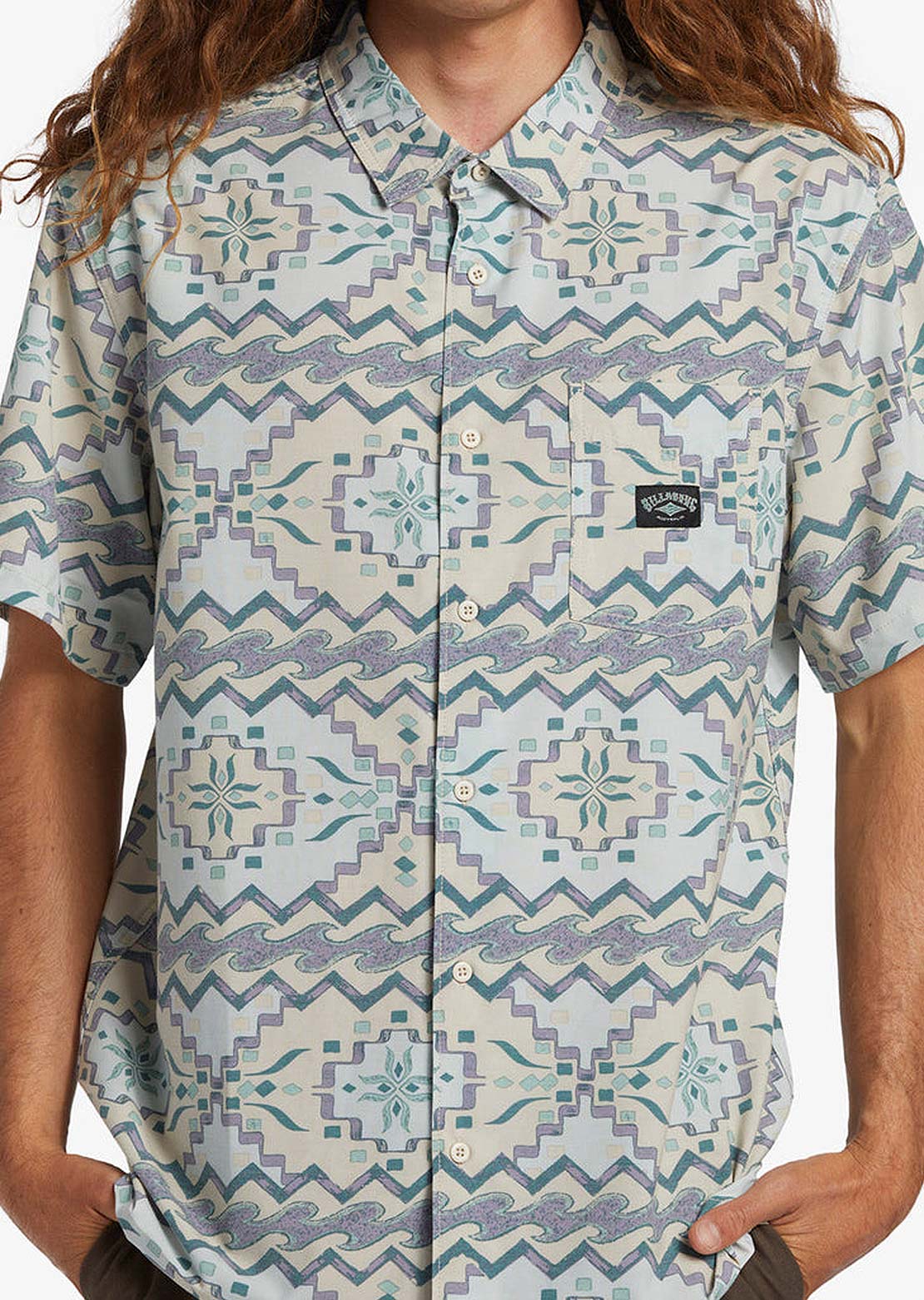 Billabong Men's Surftrek Button Up Shirts Seafoam