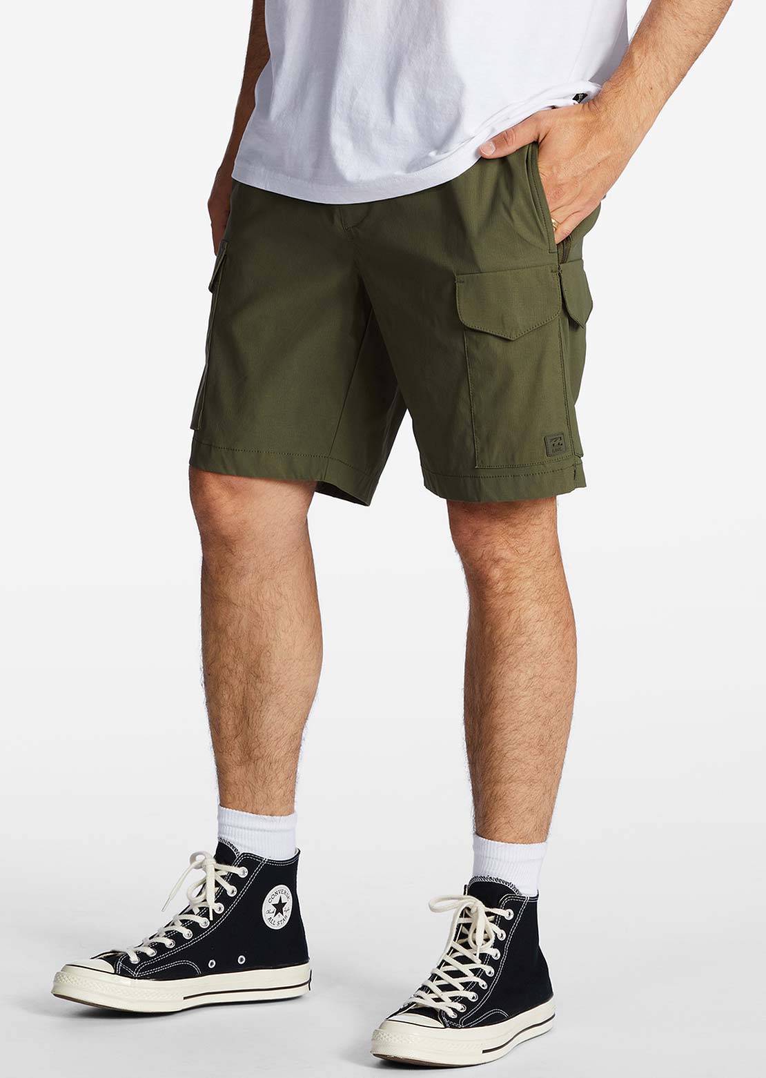 Billabong Men's Surftrek Elastic Cargo Shorts Military