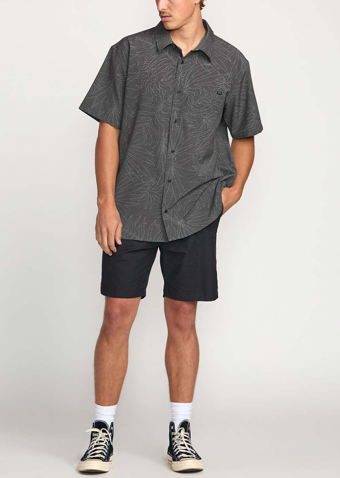 Billabong Men's Surftrek Transit Button Up Shirt Raven