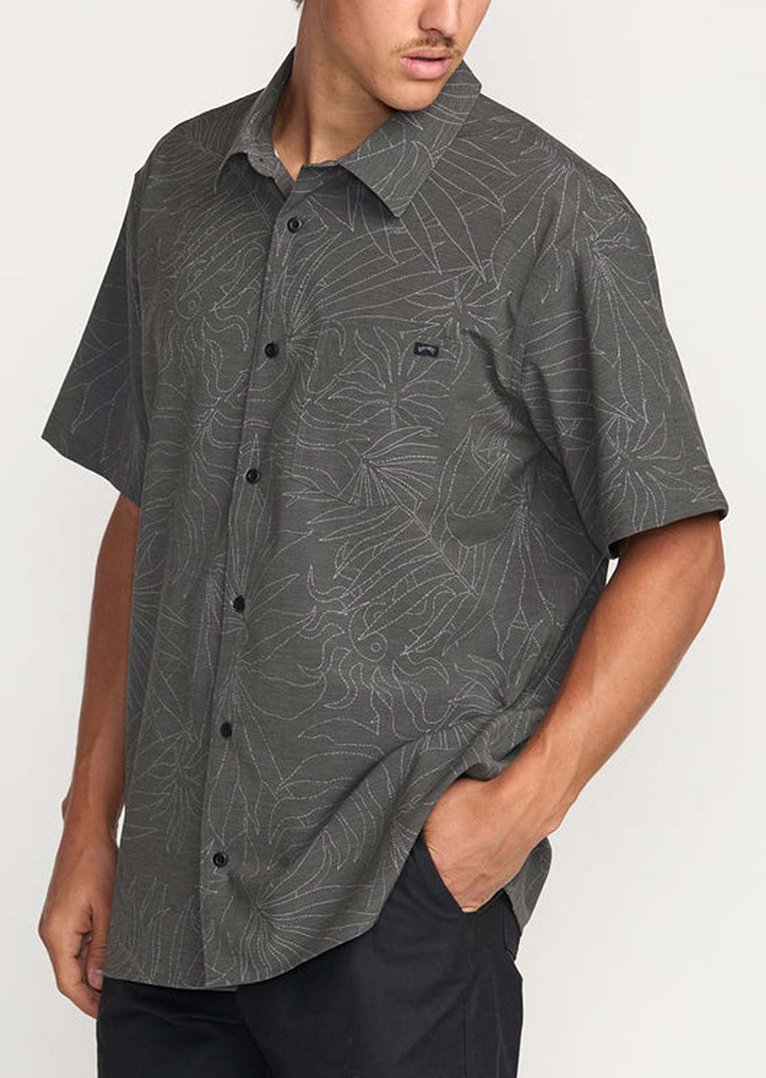 Billabong Men's Surftrek Transit Button Up Shirt Raven