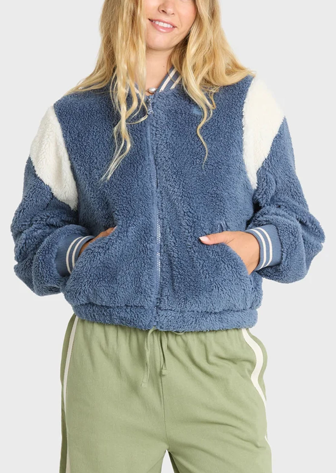 Billabong Women's Batter Zip Fleece Blue Smoke