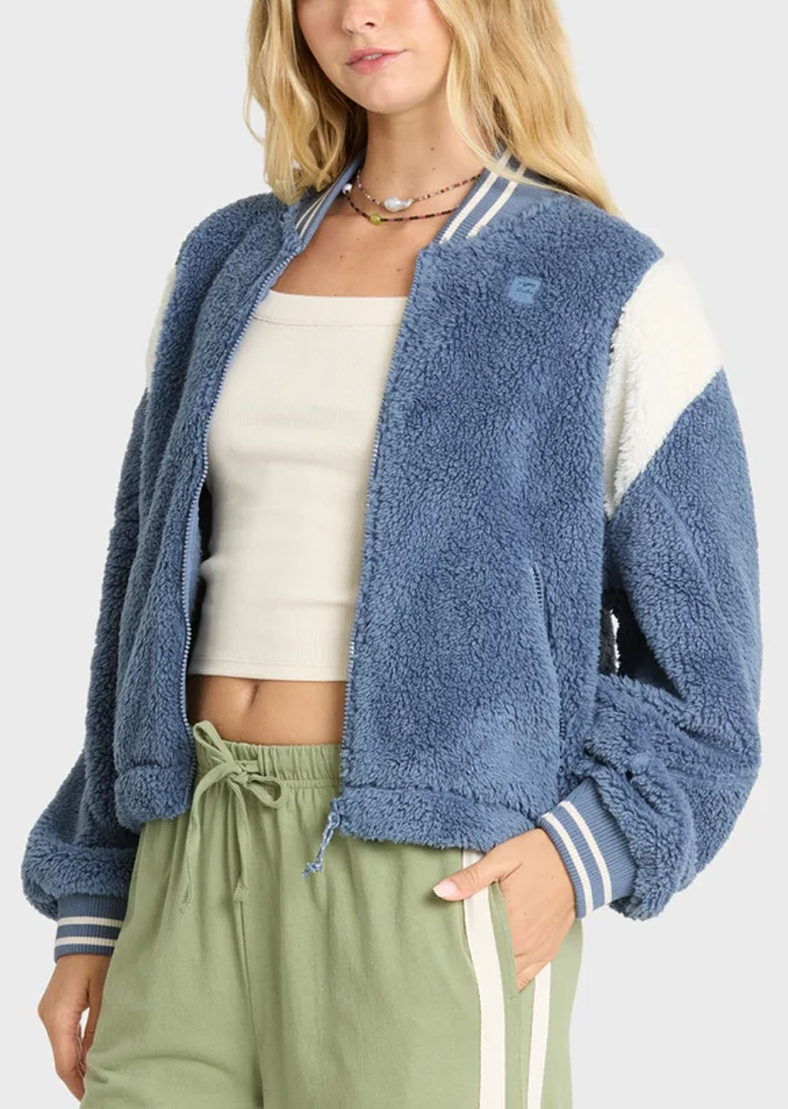 Billabong Women's Batter Zip Fleece Blue Smoke