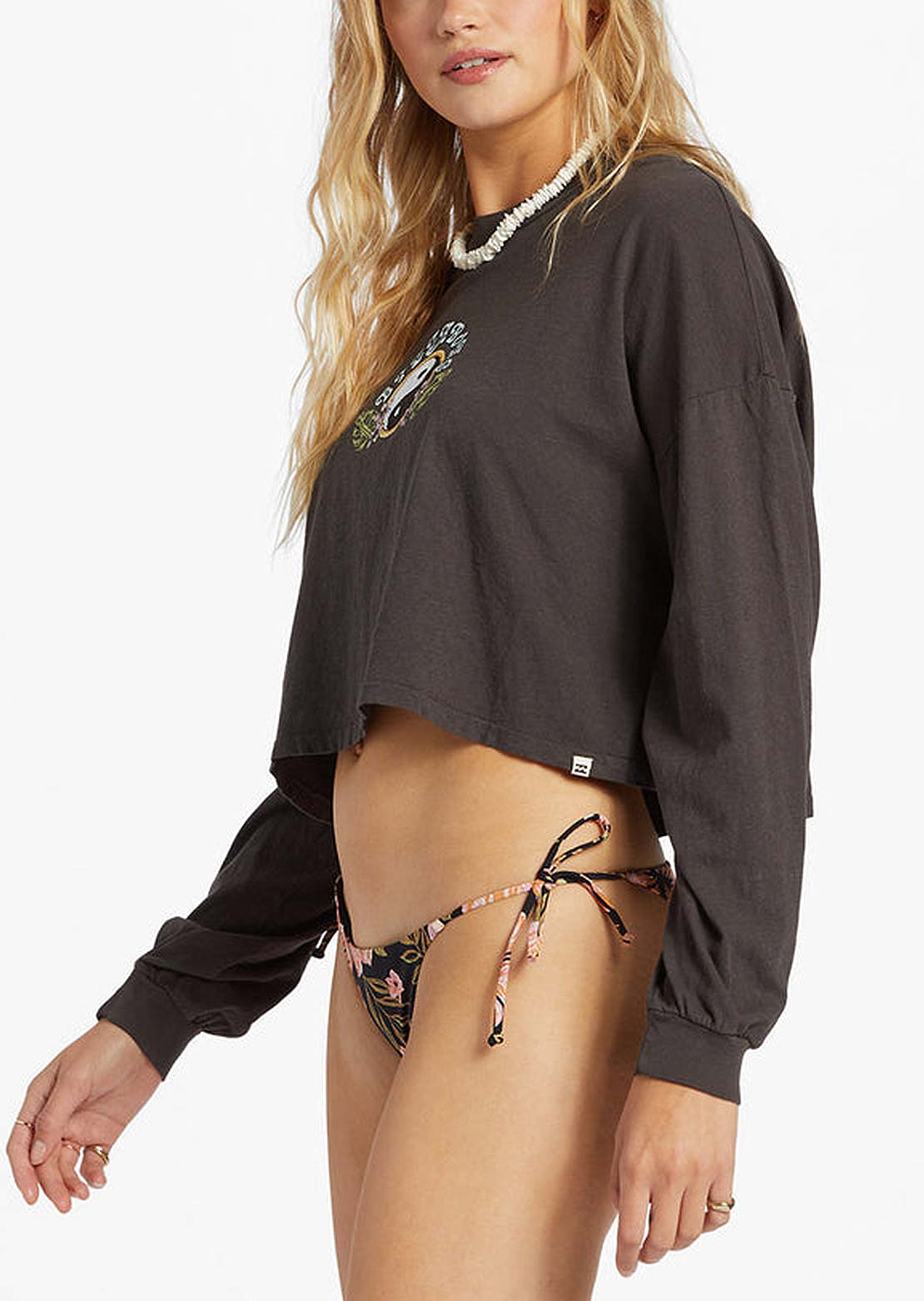 Billabong Women's Beach Boyfriend Crop Top Black Sands