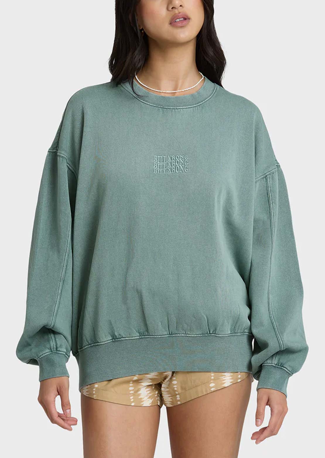 Billabong Women's Bleached Out Kendal Crew Fleece Blue Mist