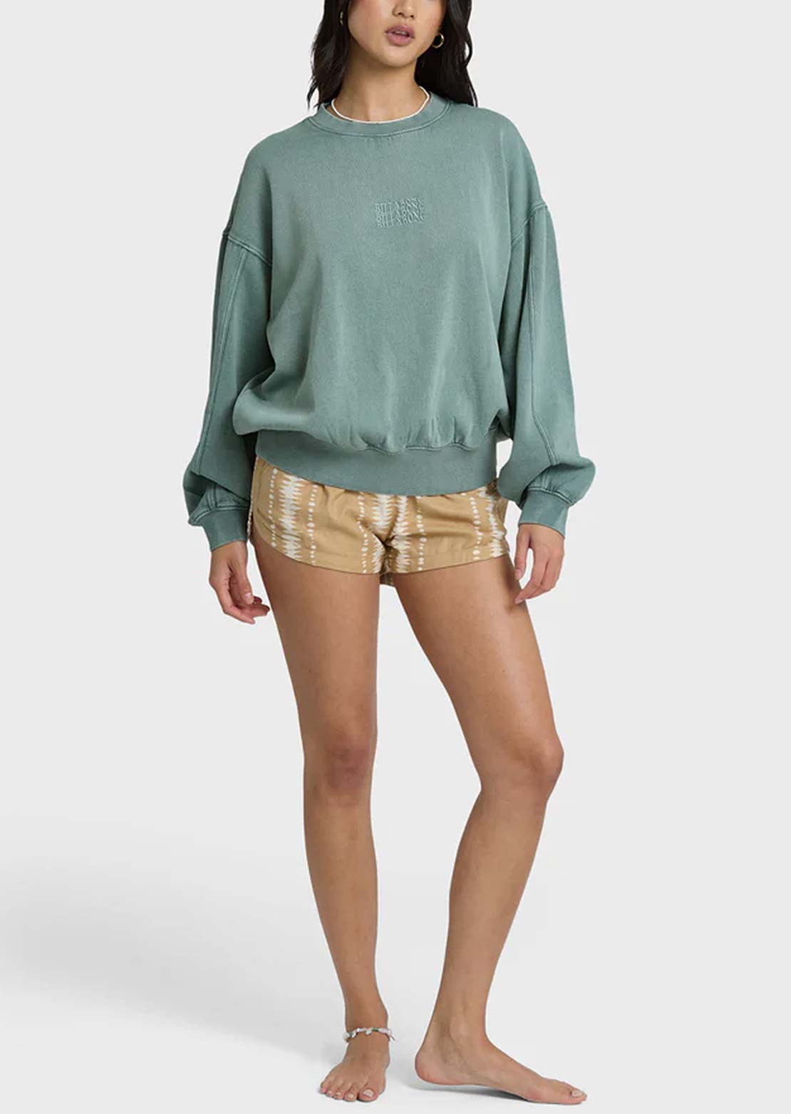 Billabong Women's Bleached Out Kendal Crew Fleece Blue Mist