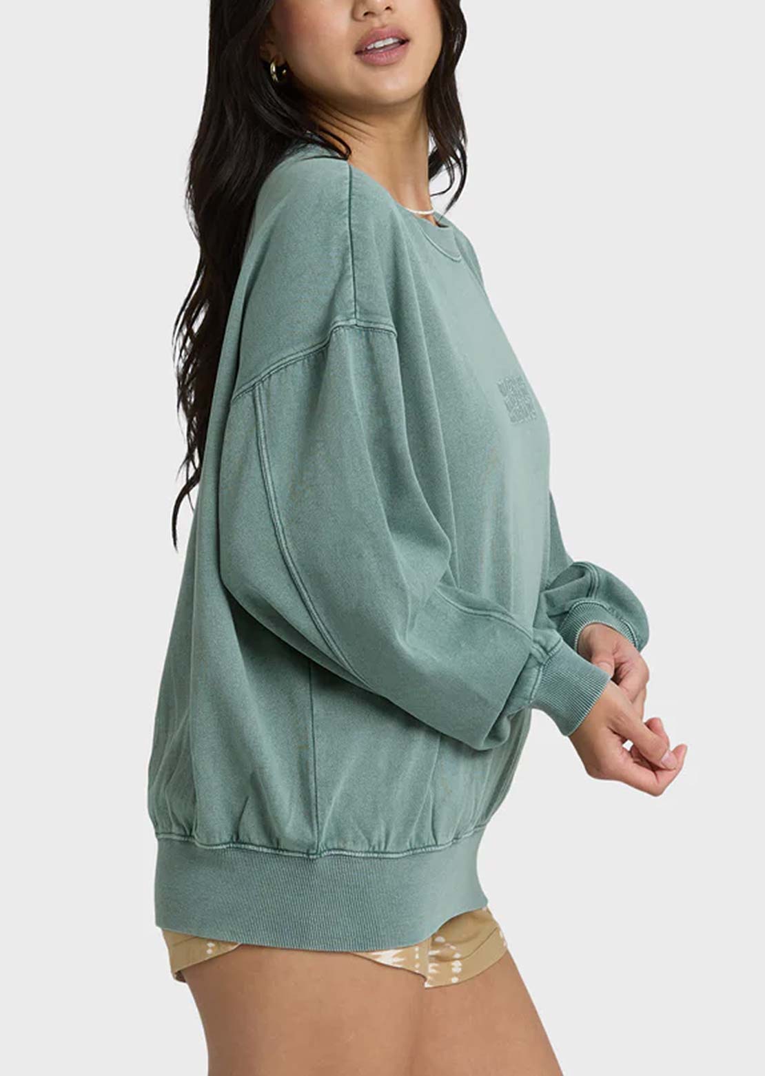 Billabong Women's Bleached Out Kendal Crew Fleece Blue Mist