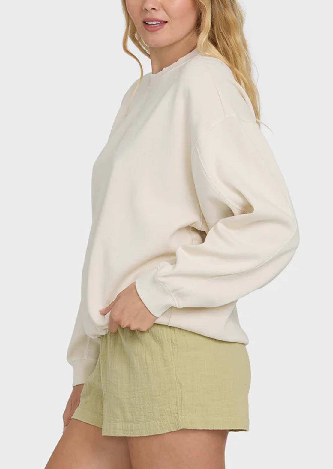 Billabong Women's Bleached Out Kendal Crew Fleece Vanilla