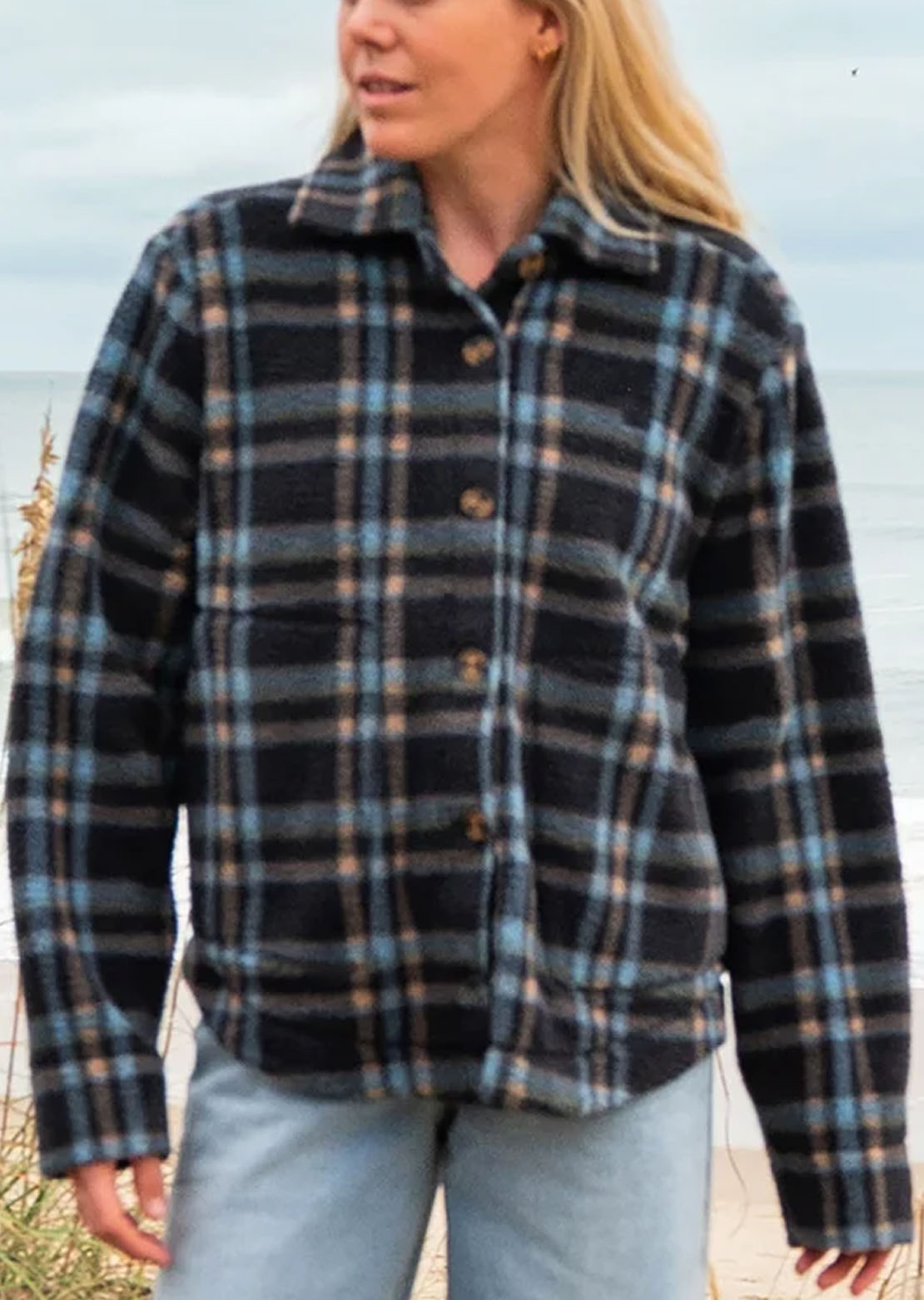 Billabong Women's Breezy Sherpa Shacket Blue Bell
