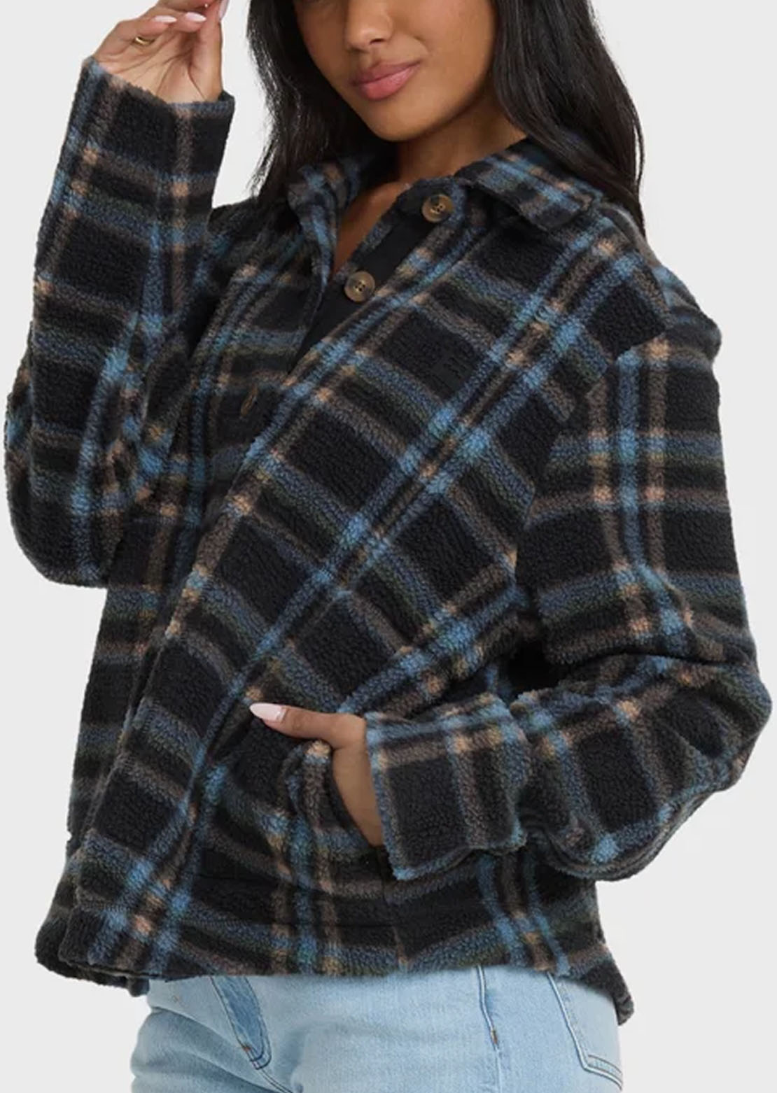 Billabong Women's Breezy Sherpa Shacket Blue Bell
