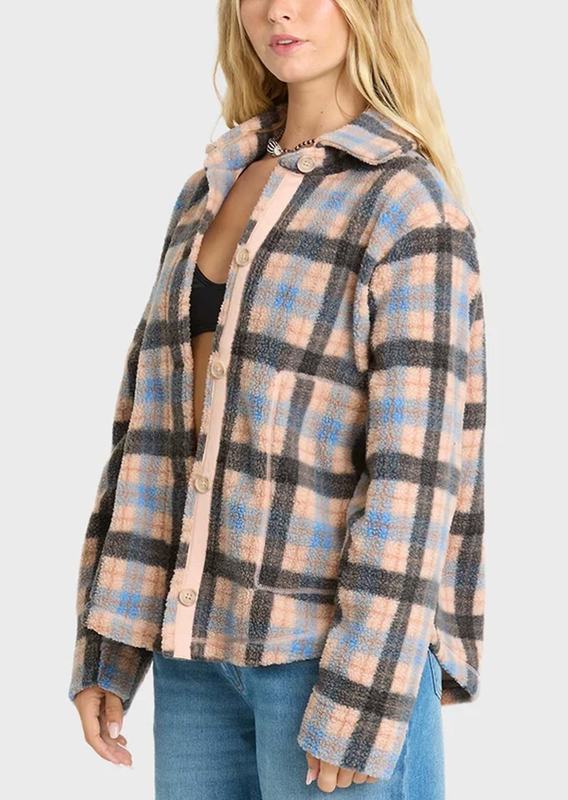 Billabong Women's Breezy Sherpa Shacket Blue Bell