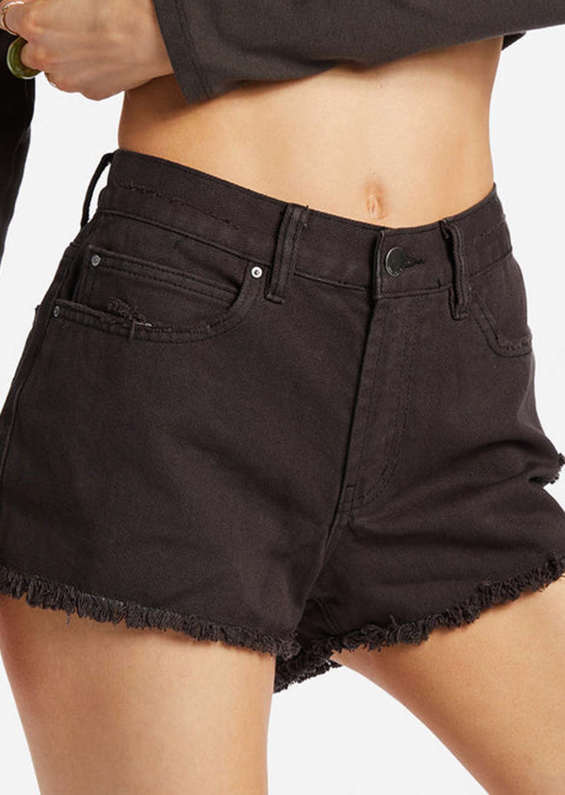 Billabong Women's Drift Away Denim Shorts Black Pebble