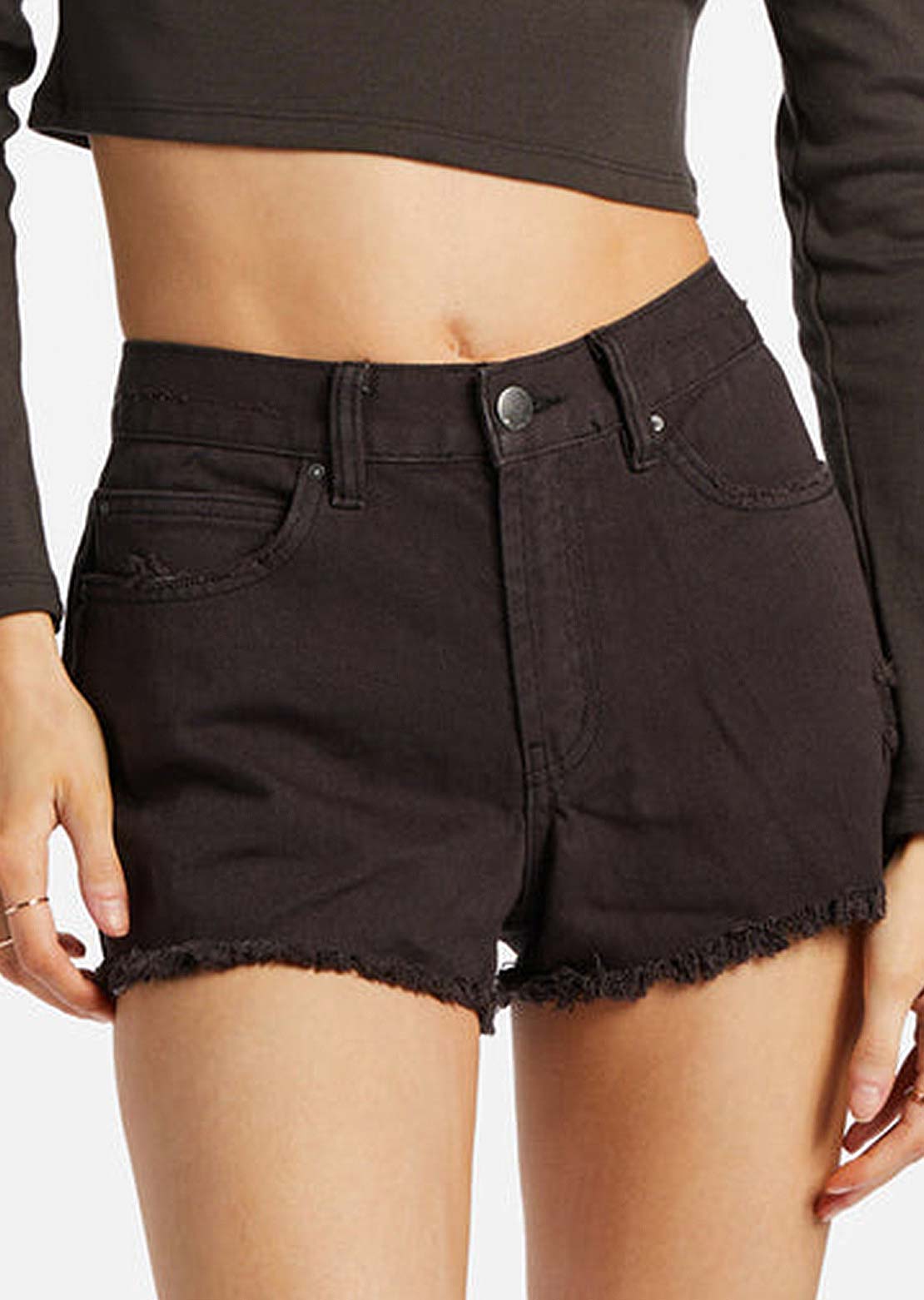 Billabong Women's Drift Away Denim Shorts Black Pebble