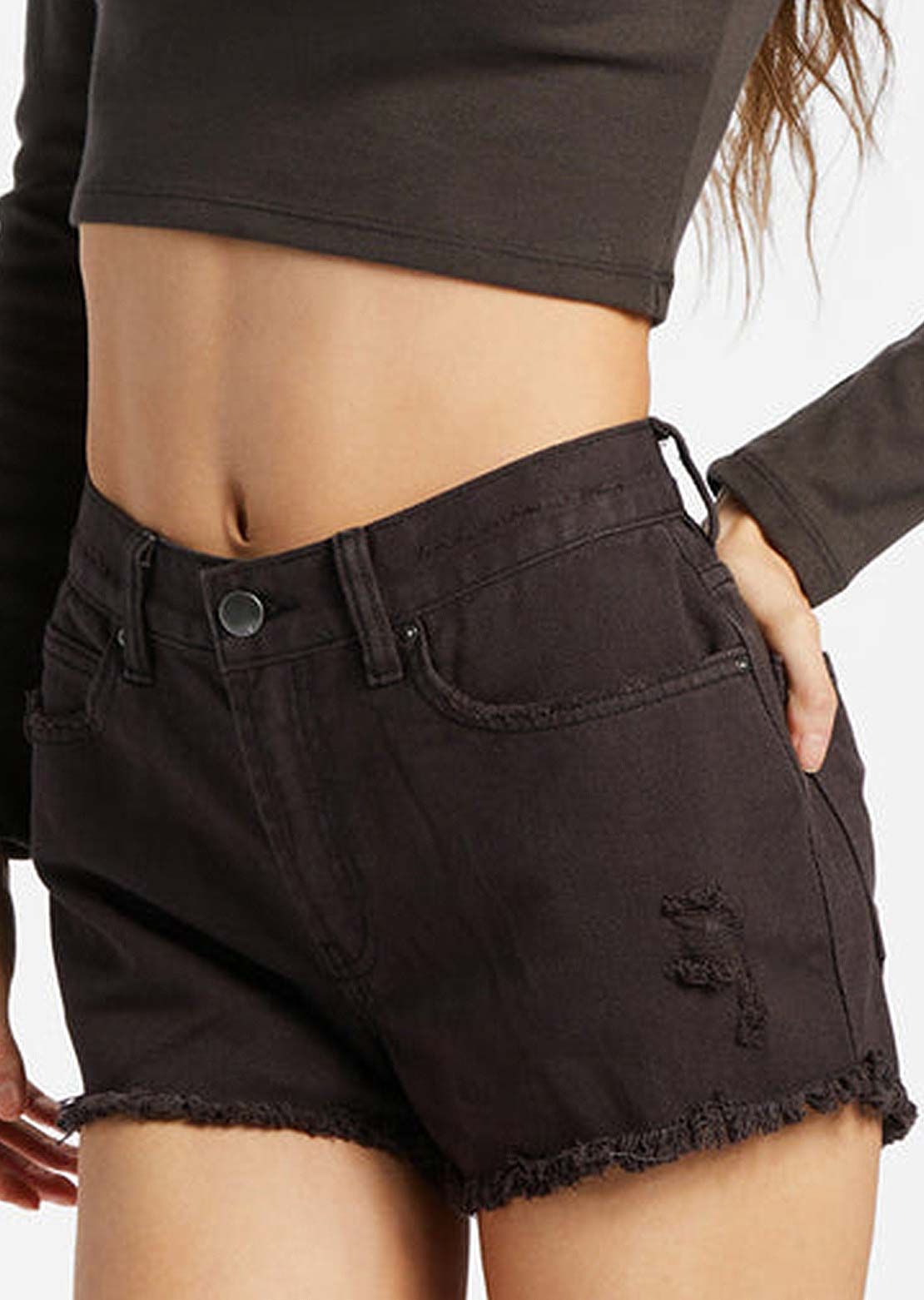 Billabong Women's Drift Away Denim Shorts Black Pebble