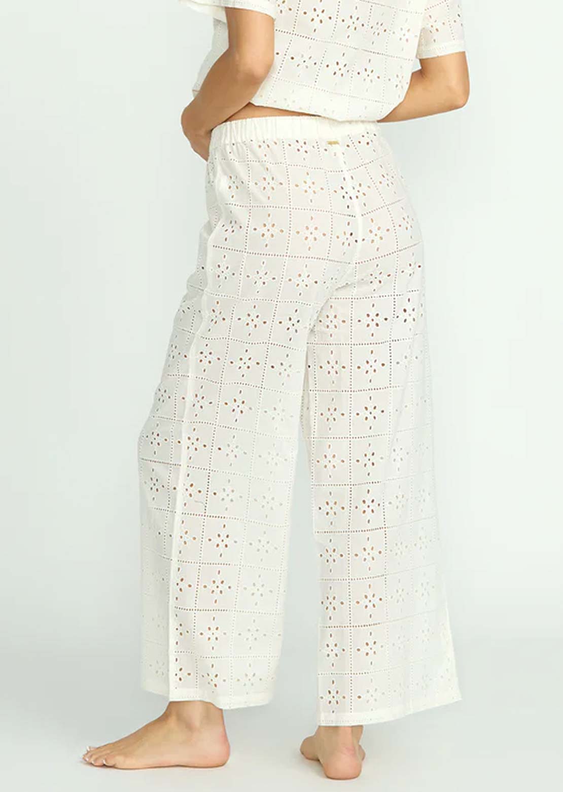 Billabong Women's Eyelet Crush Elastic Pants Salt Crystal
