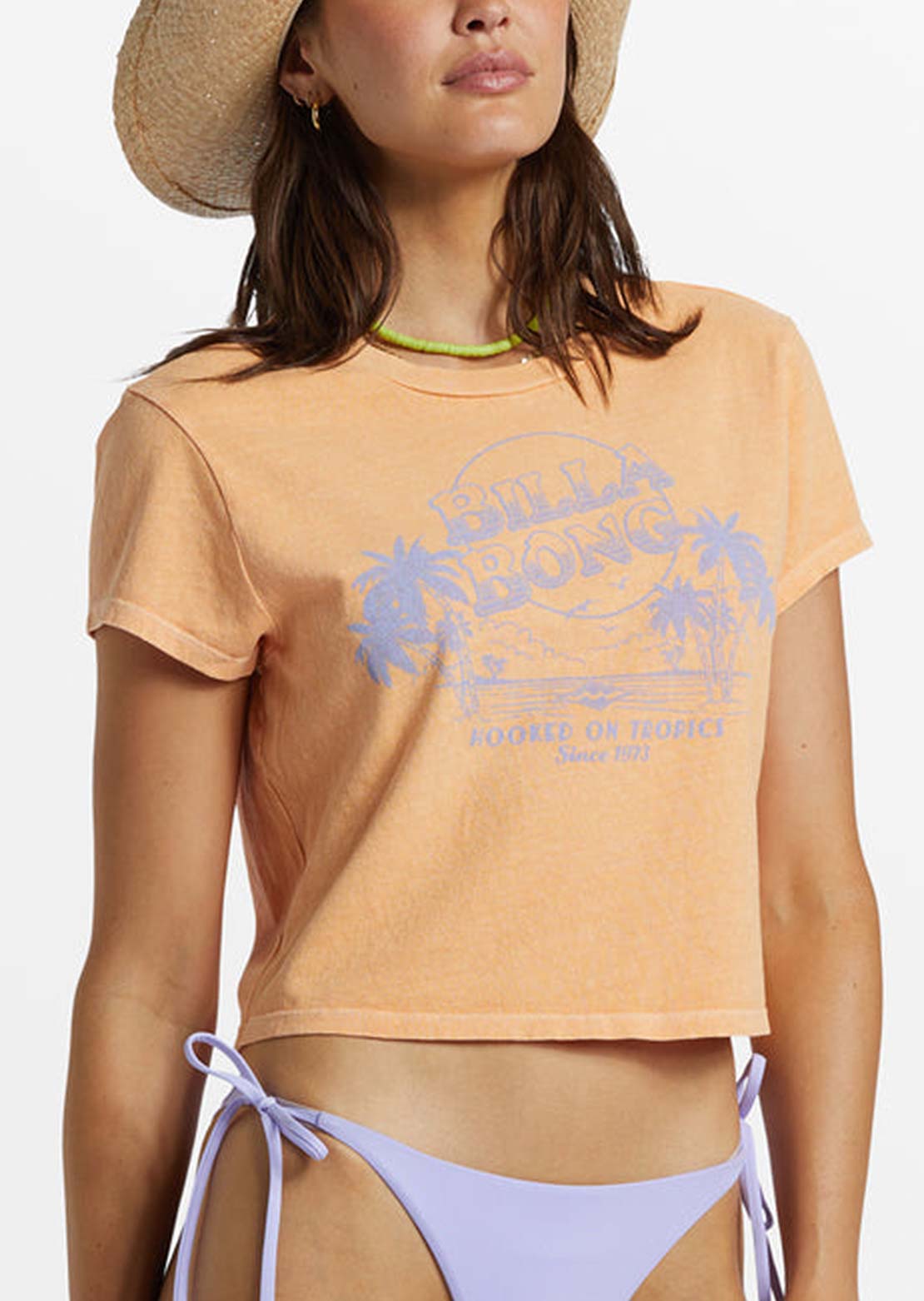 Billabong Women&#39;s Hooked On Tropics T-Shirt Tangy Peach