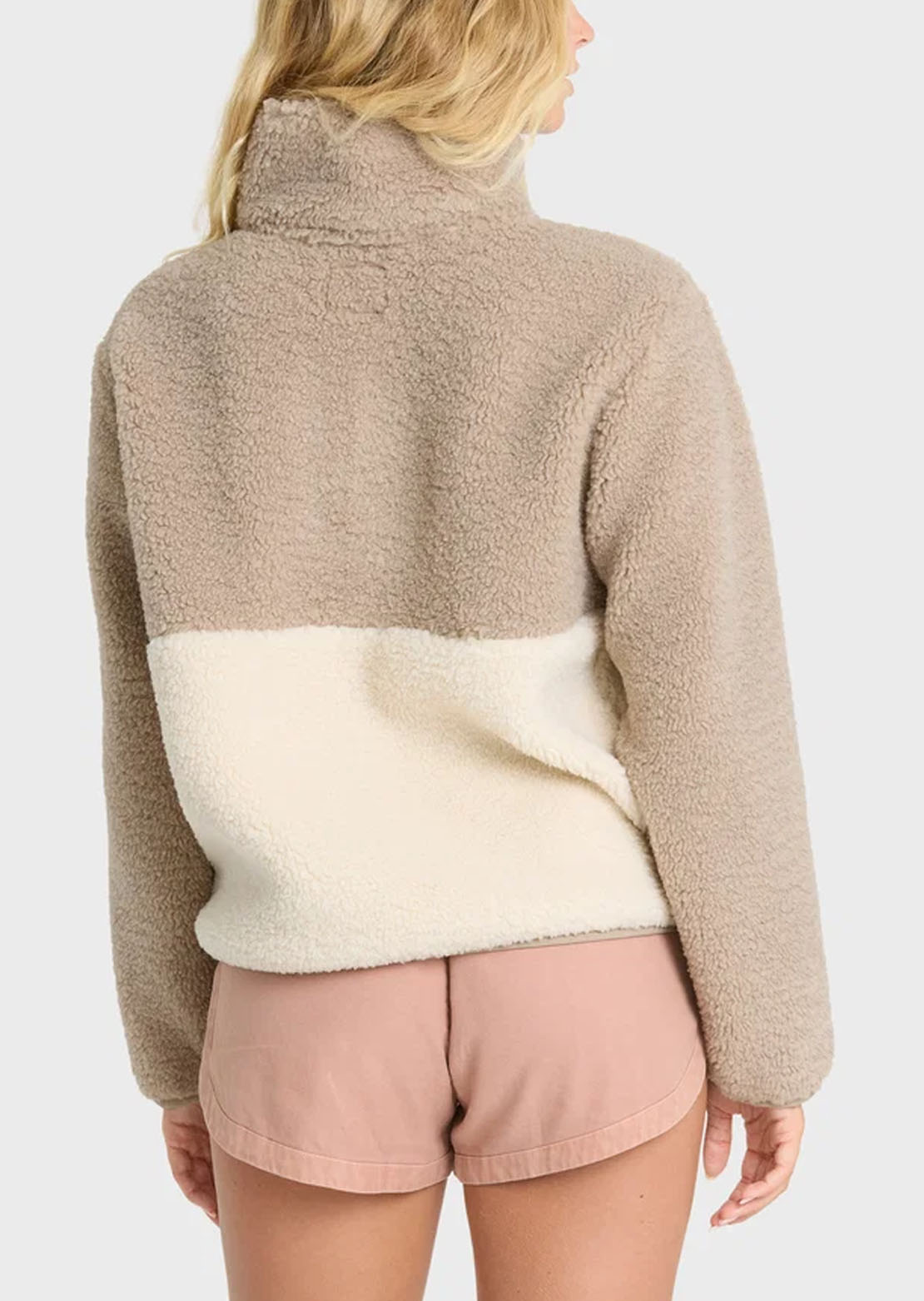 Billabong Women's Horizon Sherpa Mock Neck Sweatshirt Cobblestone