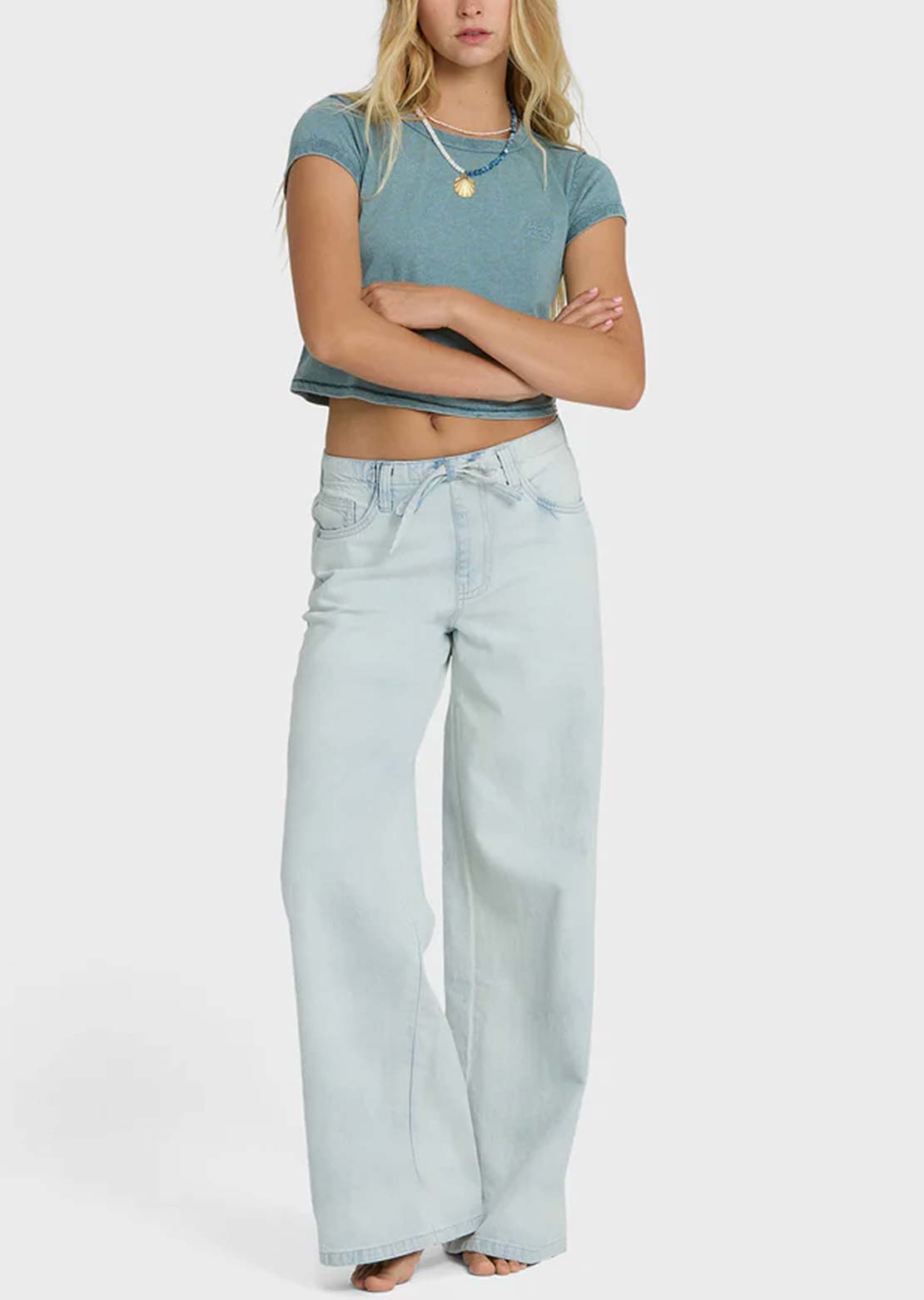 Billabong Women's Jade Saltwashed Elastic Pants Blue Mist