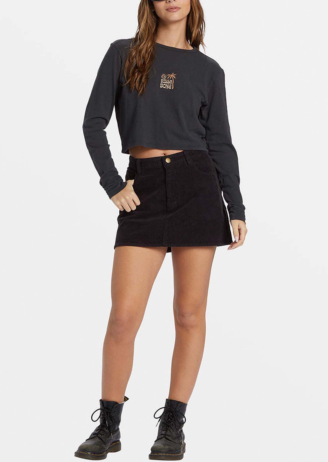 Billabong Women's Marina Cord Skirt Black Pebble