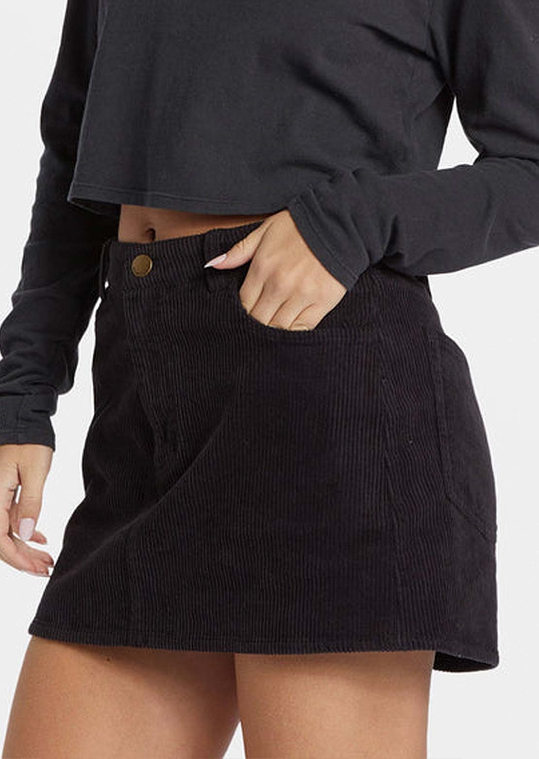 Billabong Women's Marina Cord Skirt Black Pebble