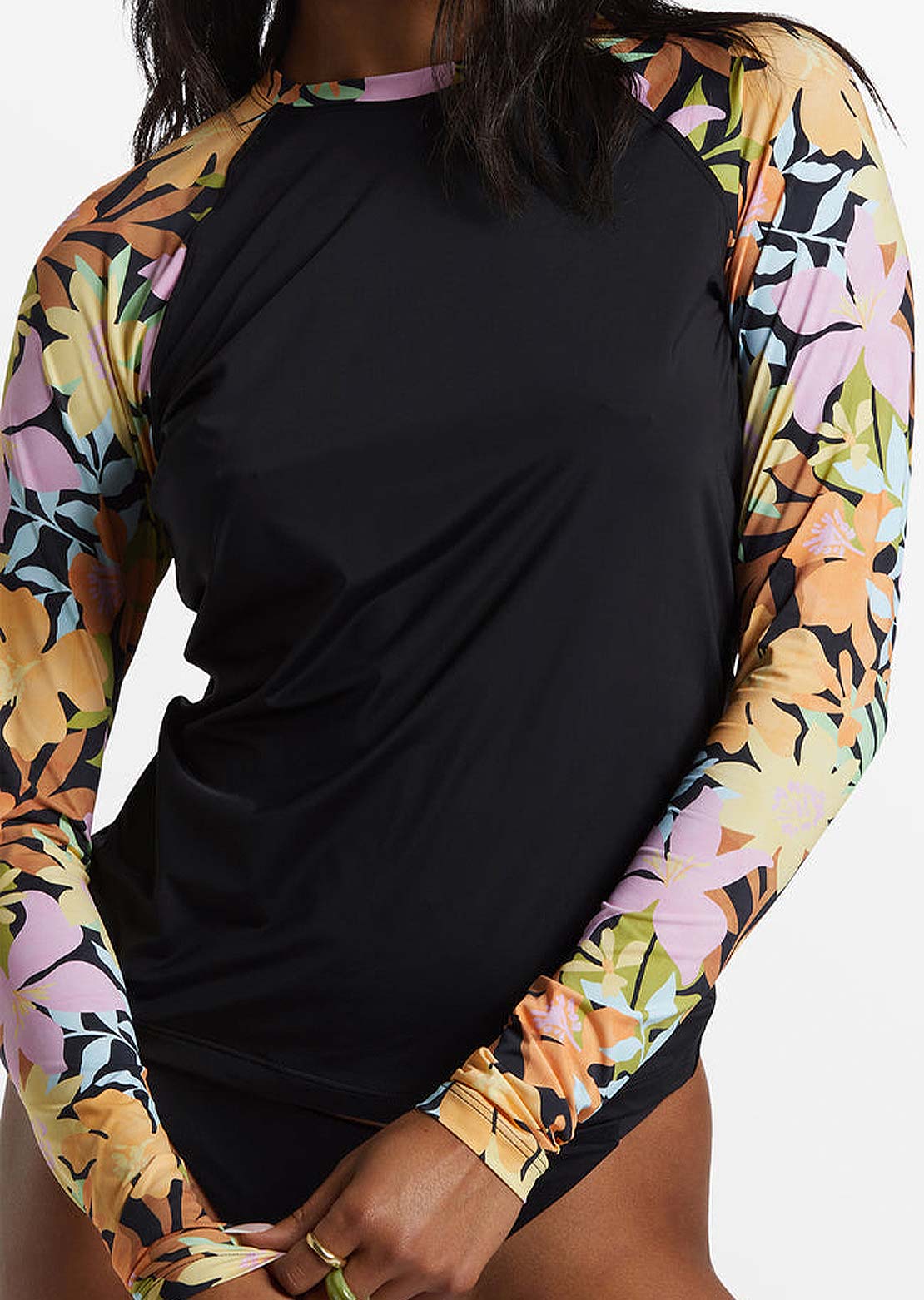 Billabong Women's Mas Aloha Rashguard Black Pebble