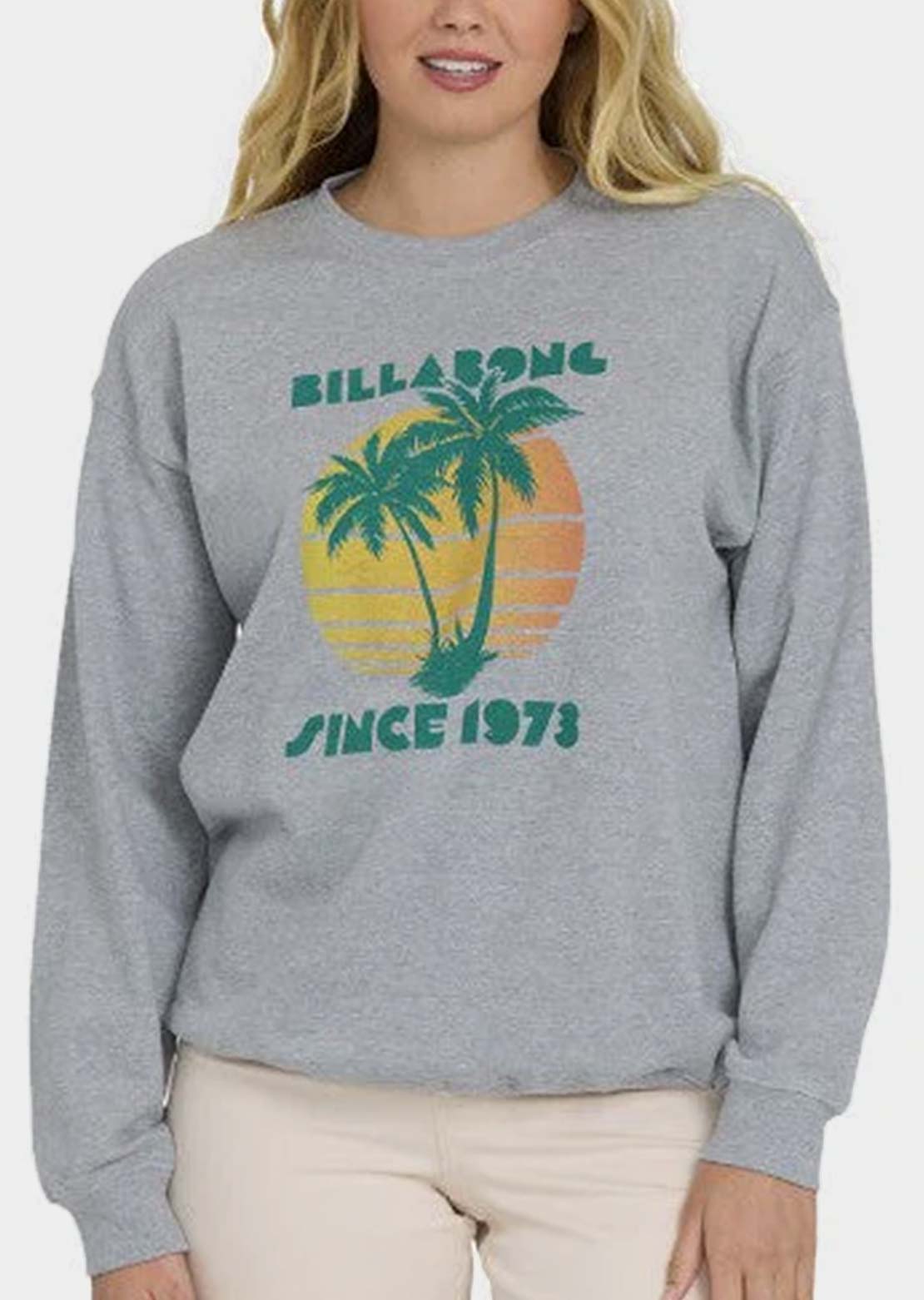 Billabong Women's My Fave Beach Crew Fleece Heather Grey