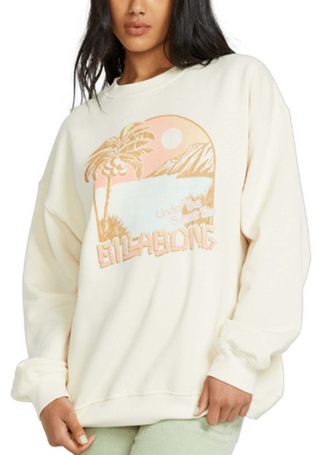 Billabong Women&#39;s Ride In Crew Fleece Whitecap