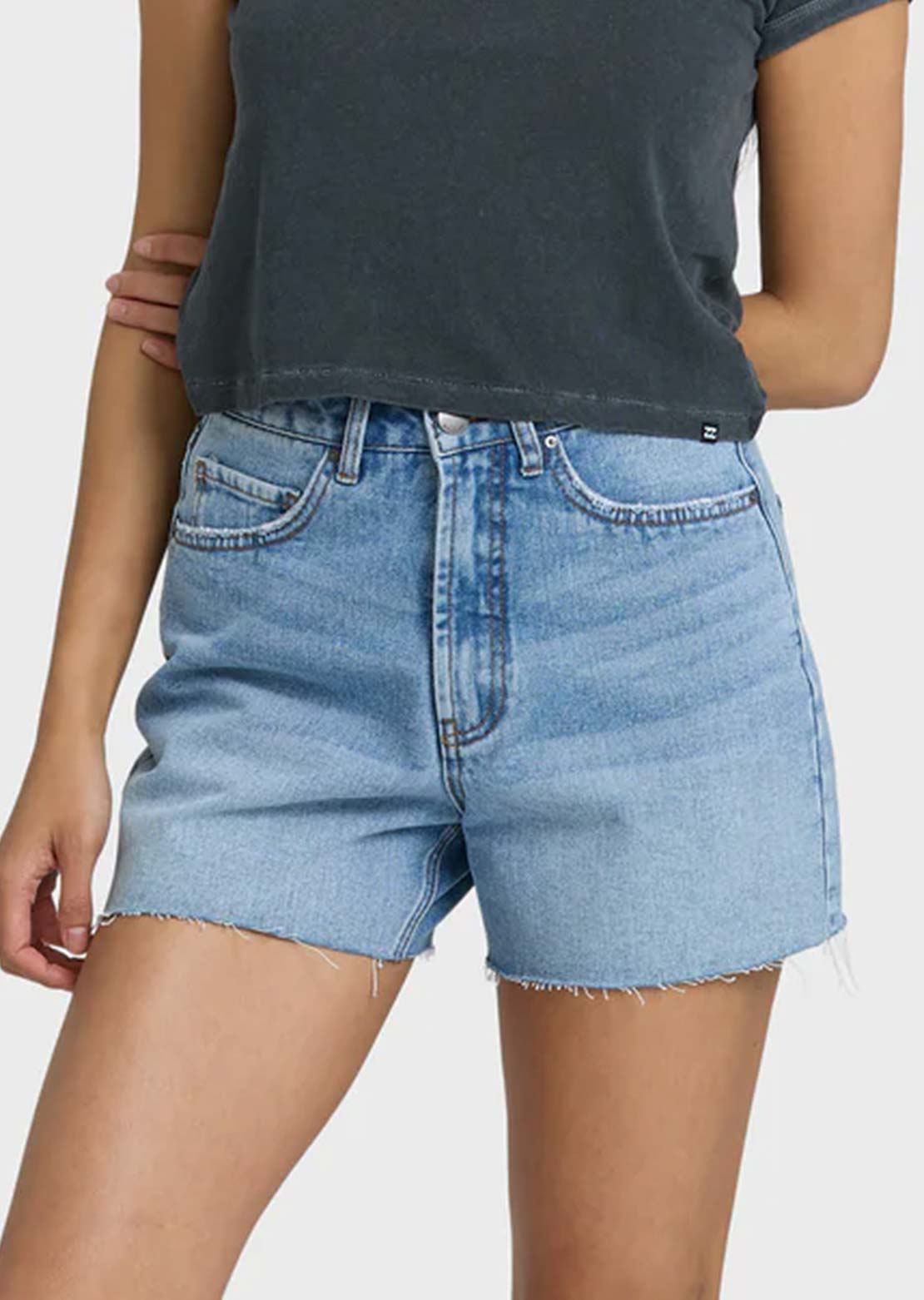 Billabong Women's Riley Denim Shorts Faded Indigo Fray