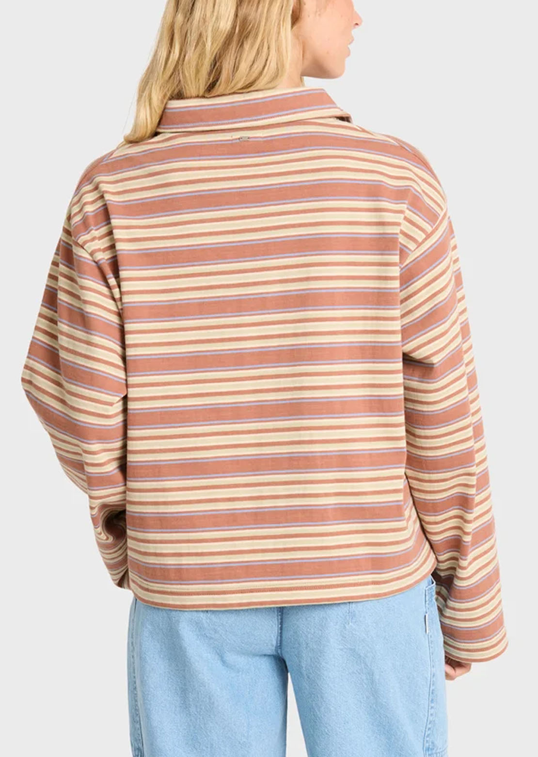 Billabong Women's Sugar Stripe Long Sleeve Polo Sugar Almond