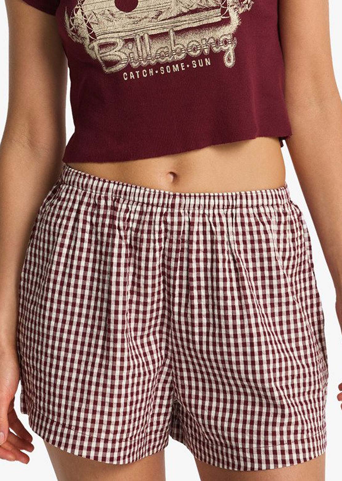 Billabong Women's Sun Fade Printed Shorts Red Dahlia