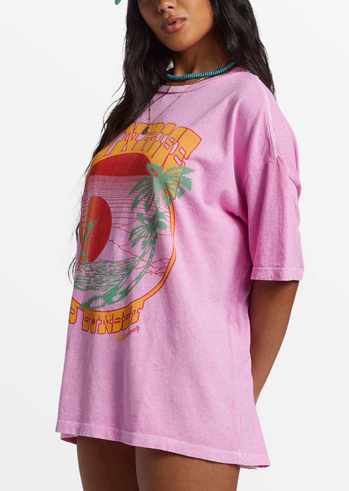 Billabong Women&#39;s Sunrise To Sunset T-Shirt Paradise Pink
