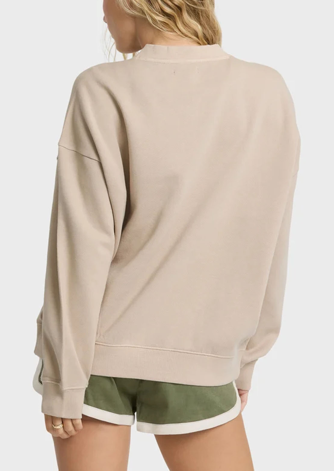 Billabong Women's That Life V Neck Crew Fleece Cobblestone
