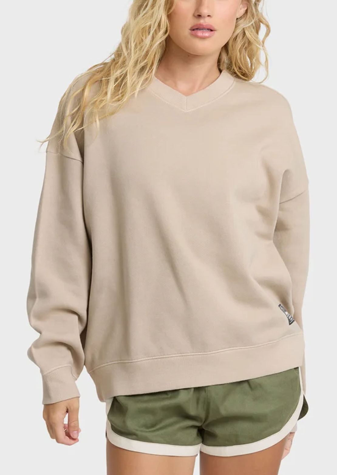 Billabong Women's That Life V Neck Crew Fleece Cobblestone