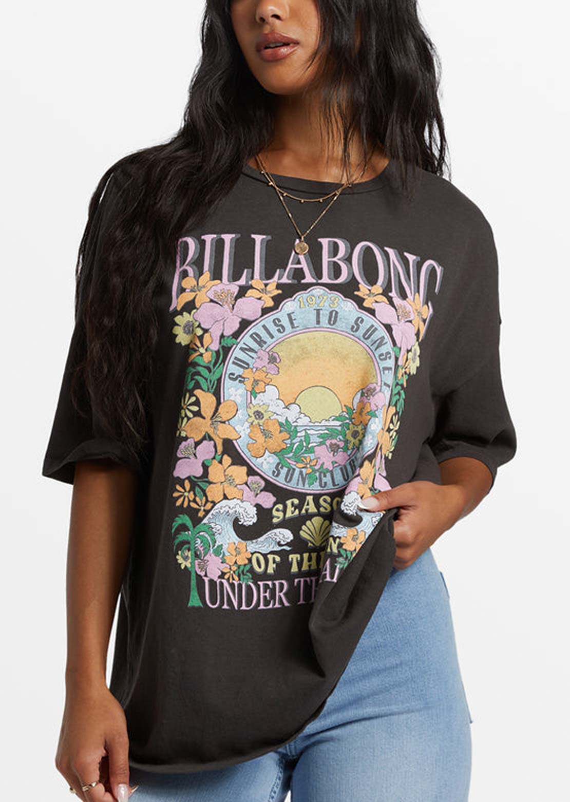 Billabong Women&#39;s Under The Palms T-Shirt Off Black