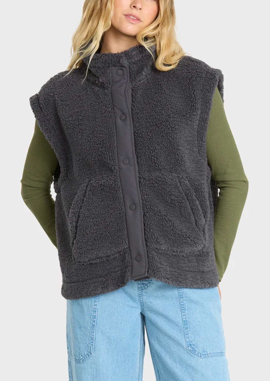 Billabong Women's Waver Sherpa Vest Black Sands